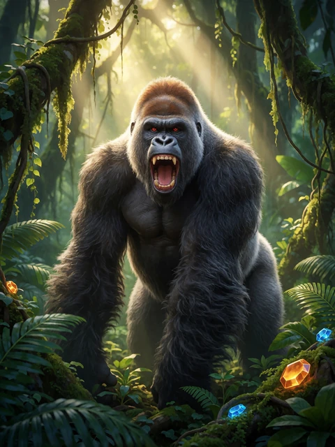 Cover des Dschungel-Slots Epic Ape mit m&auml;chtigem Gorilla