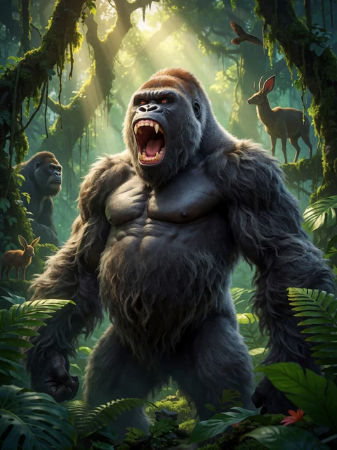 Slot-Cover von Epic Ape mit m&auml;chtigem Gorilla im Dschungel in der Casina Casino Lobby