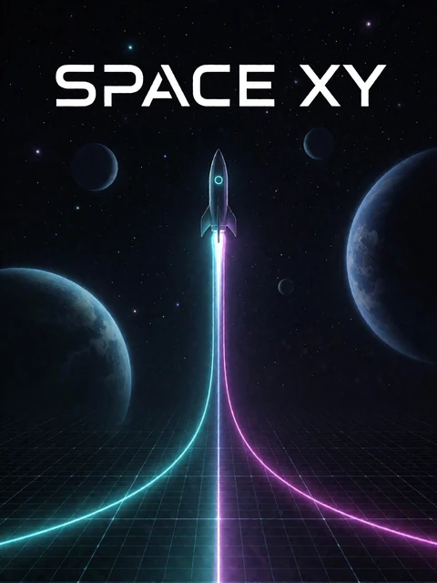 Crash-Game-Cover von Space XY mit Rakete im Neon-Koordinatenraster bei Casina Casino