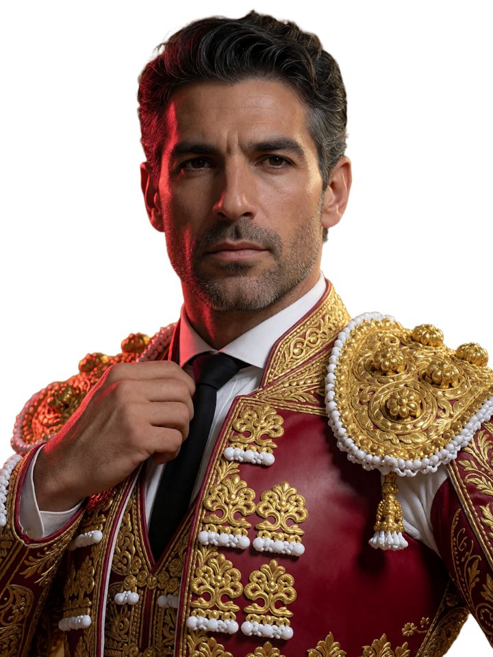 Selbstbewusster Torero richtet den goldenen Kragen seines traje de luces - Casina Casino VIP-Programm